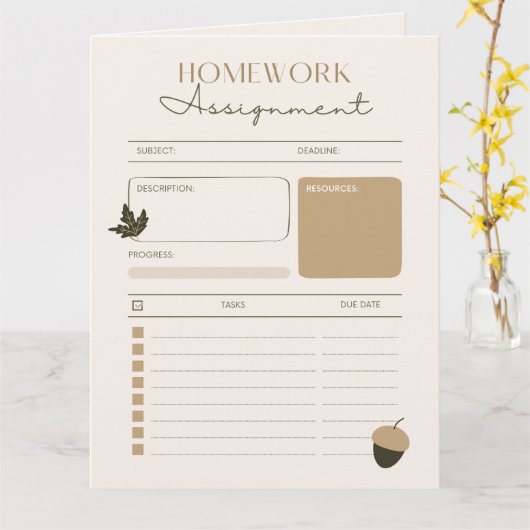 Planner voor thuiswerk en studie kaart (Gele Bloem)