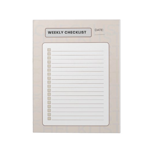 Planner voor wekelijkse checklist notitieblok (Linkerzijde)