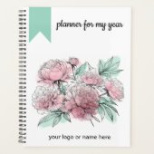 Planner Waterverf pioenen met contouren (Voorkant)
