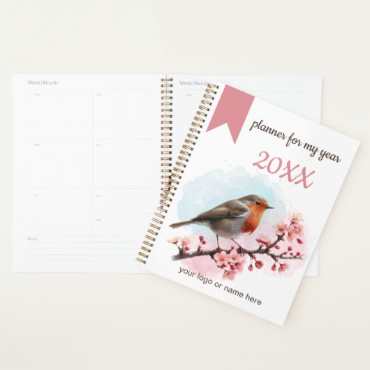 Planner Waterverf Robin met kersenbloesems (Display)