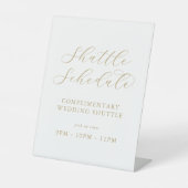 Planning Elegant Gold Script Wedding Shuttle Reclamebord Met Voetstuk (Voorkant)