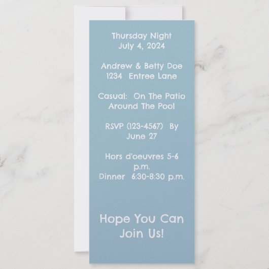 PLANNING THE DINNER PARTY KAART (Achterkant)