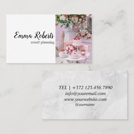  planning van evenementen Floral Elegant Visitekaartje (Voorkant / Achterkant)