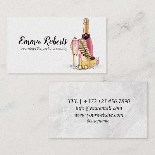 Planning van vrijgezellenfeest visitekaartje (Voorkant / Achterkant)