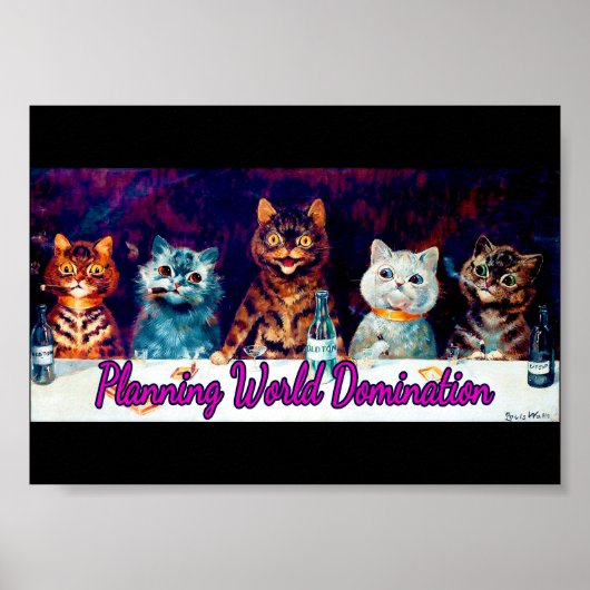 Planning World Domination, Meeting by Louis Wain Poster (Voorkant)