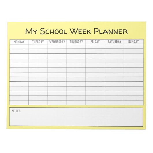 Planningsschema schoolweek notitieblok (Voorkant)