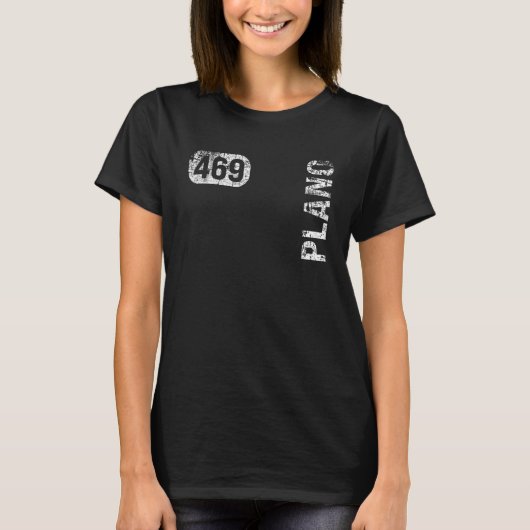 Plano Texas 469 Area Code Retro T-shirt (Voorkant)