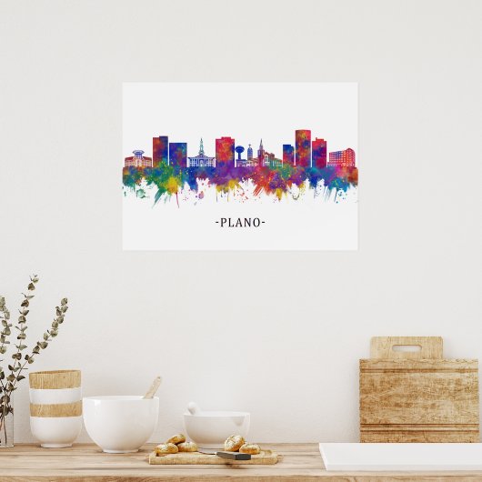 Plano Texas Skyline Poster (Keuken)