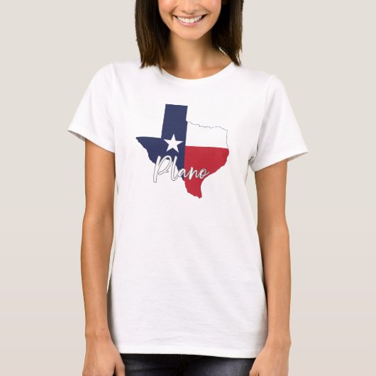 Plano, Texas Vlag Kaart Dames Wit T-shirt (Voorkant)