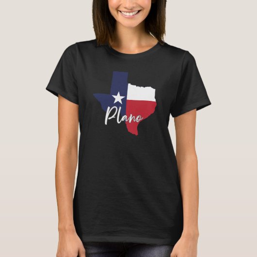 Plano, Texas Vlag Kaart Vrouwen Zwart T-shirt (Voorkant)