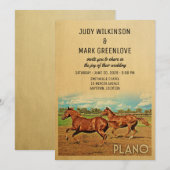 Plano Texas Wedding Invitation Horses Kaart (Voorkant / Achterkant)