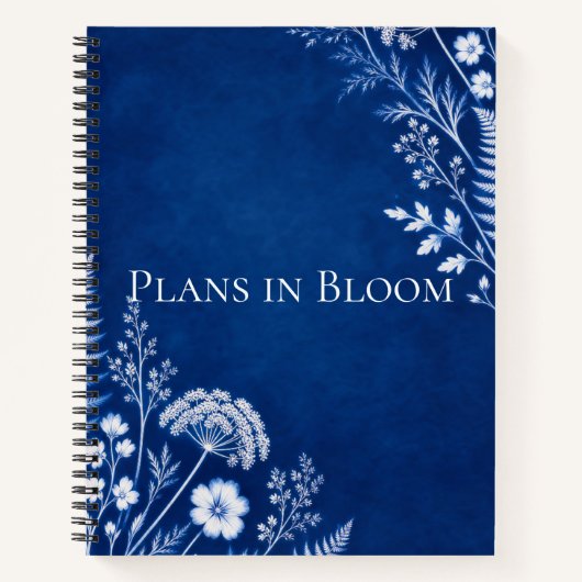 Plans in Bloom Blauwe Botanische Notitieboek (Voorkant)