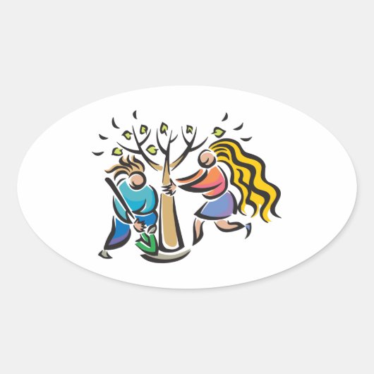 Plant A-structuur Ovale Sticker (Voorkant)