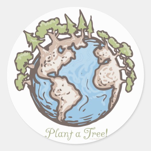 Plant a Tree Earth Day Gear Ronde Sticker (Voorkant)