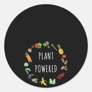 Plant aangedreven veganistisch vegetarisch cadeau ronde sticker
