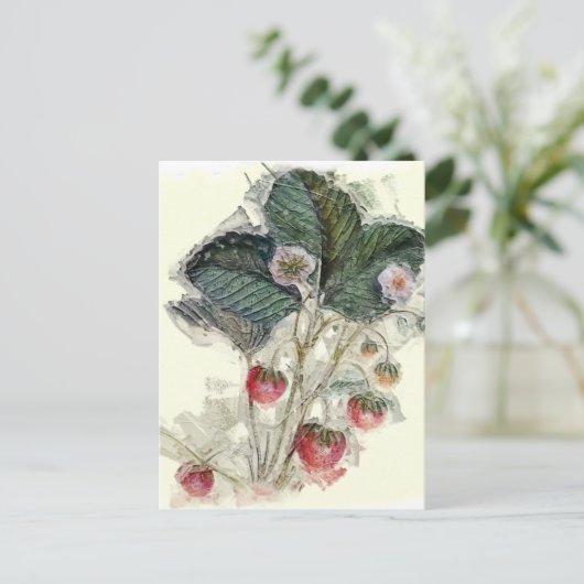  Plant aardbeien en bloesems Briefkaart (Staand voorkant)