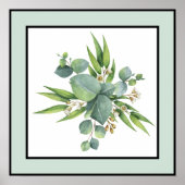  Plant Bloemen Zwart Lijnen Bord Groene Rand Poster (Voorkant)