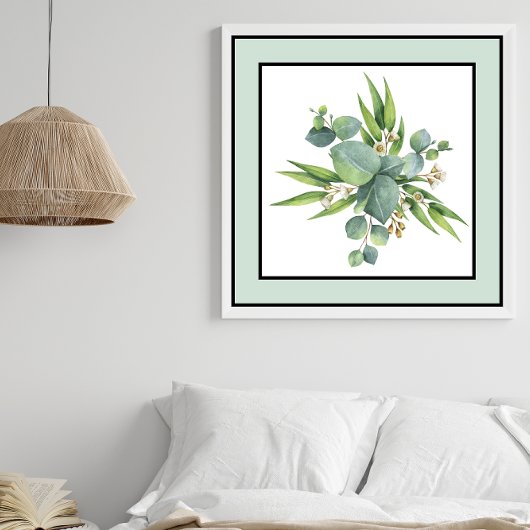  Plant Bloemen Zwart Lijnen Bord Groene Rand Poster