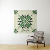 Plant Botanische Greenery Boho Green Mandala Name Wandkleed (In situ)