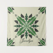 Plant Botanische Greenery Boho Green Mandala Name Wandkleed (Voorkant)