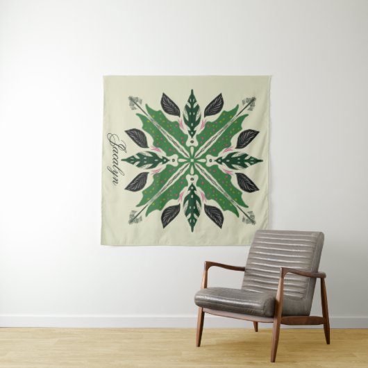 Plant Botanische Greenery Monstera Mandala Naam Wandkleed (In Situ (horizontaal))