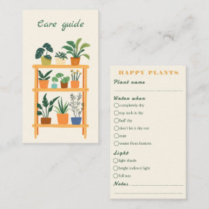 Plant Care Guide voor huis plant Shop Bestellingen Informatiekaartje