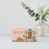 Plant Care Plant Zittend Schattige Voordeur QR Cod Visitekaartje (Staand voorkant)