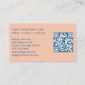 Plant Care Plant Zittend Schattige Voordeur QR Cod Visitekaartje (Achterkant)
