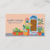 Plant Care Plant Zittend Schattige Voordeur QR Cod Visitekaartje (Voorkant)