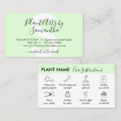 Plant Care Tips Instructies voor Plant Enthusiast Visitekaartje (Voorkant / Achterkant)