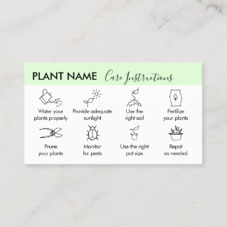 Plant Care Tips Instructies voor Plant Enthusiast Visitekaartje