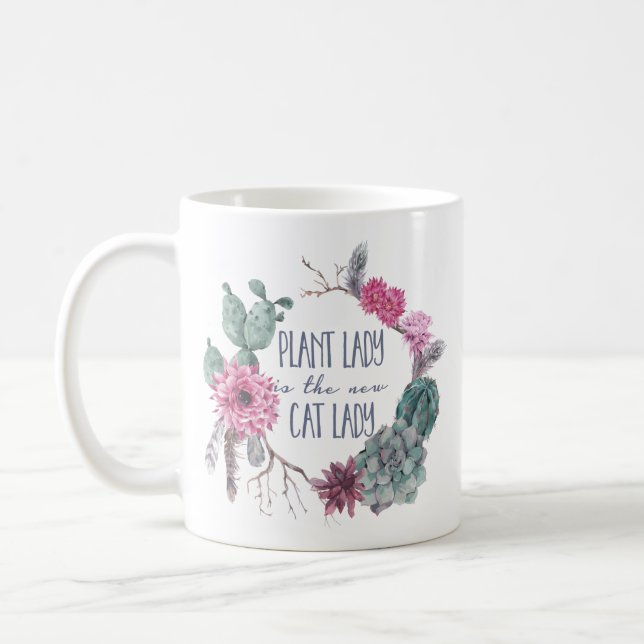 Plant dame is de nieuwe kattenvrouw koffiemok (Links)