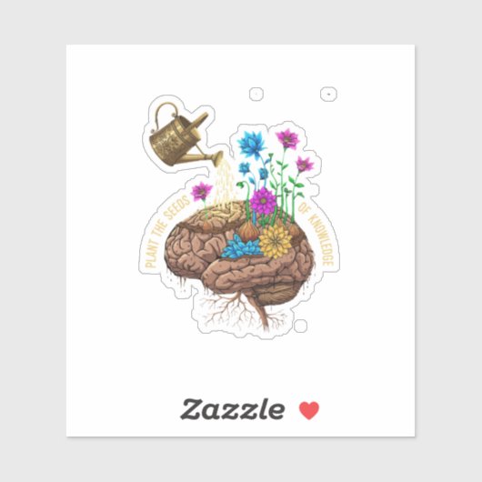 Plant de Zaden van Kennis | Inspirerende Hersenen Sticker (Vel)