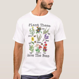 Plant deze redden de bijen geelbloemen t-shirt