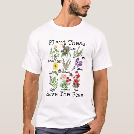 Plant deze redden de bijen geelbloemen t-shirt (Voorkant)