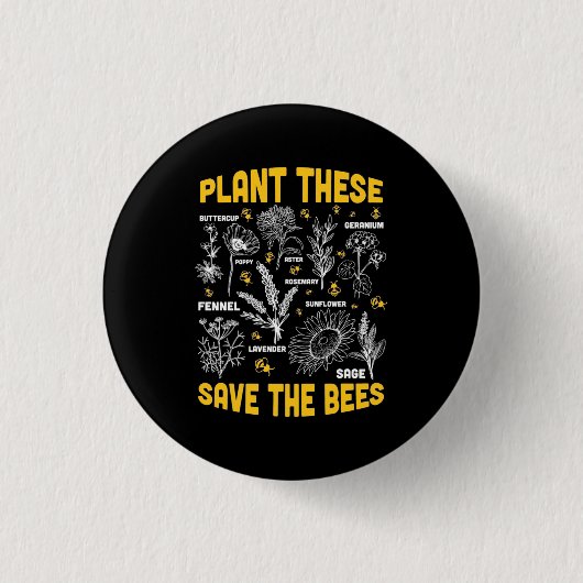 Plant deze redden de bijen ronde button 3,2 cm (Voorkant)