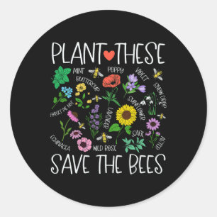 Plant Deze Save Bees Wildflower Earth Day Support Ronde Sticker