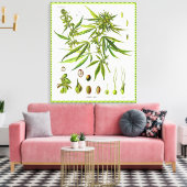 Plant  doek met flessentekening (met vlokafwerking canvas afdruk (Insitu (Woonkamer))