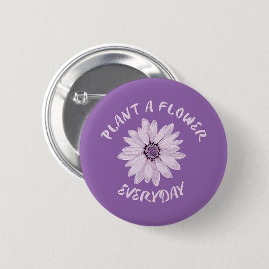 Plant Een bloem Dagelijks Ronde Button 5,7 Cm (Voorkant /achterkant)