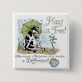Plant een Boom Earth Day Cow Gear Vierkante Button 5,1 Cm