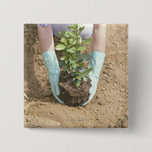 Plant een boom op de Dag van de Aarde Vierkante Button 5,1 Cm
