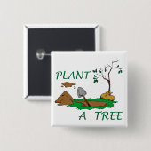 Plant een boom vierkante button 5,1 cm (Voorkant /achterkant)