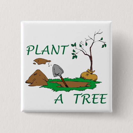 Plant een boom vierkante button 5,1 cm (Voorkant)
