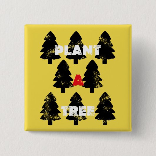 Plant Een Boom Vierkante Knop Button 5,1 Cm (Voorkant)