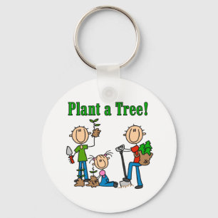 Plant een T-shirts met bomen en cadeaus Sleutelhanger