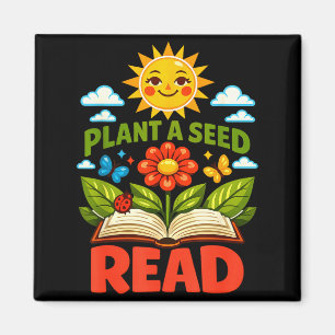 Plant een zaadje lees lezer boek bibliotheek grapp magneet