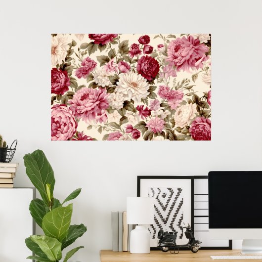 Plant- en bloemmotief poster (Thuiskantoor)