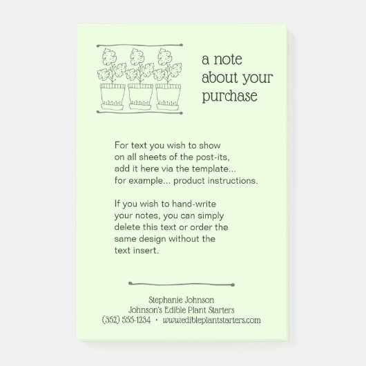 Plant en Boomkwekerij Productinfo Tekst invoegen Post-it® Notes (Voorkant)