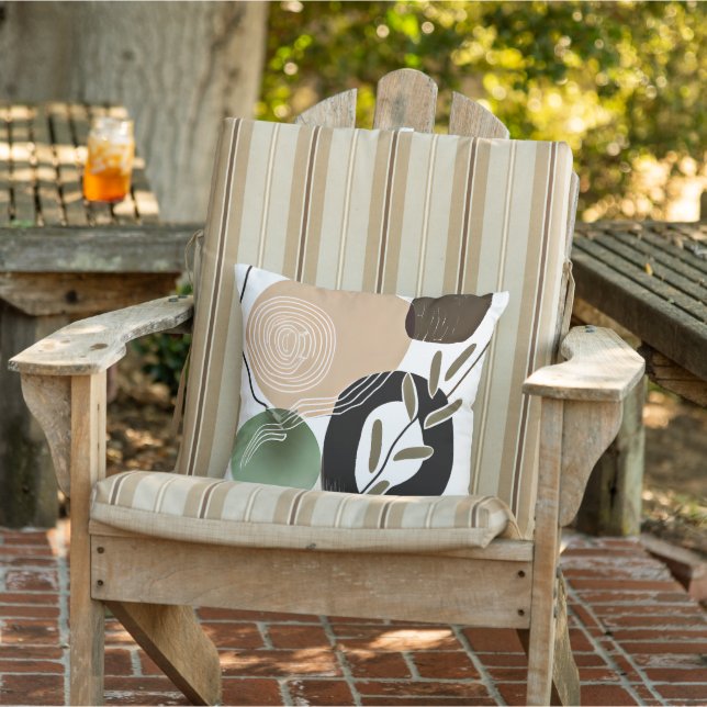 Plant en golven minimalistische kunst buitenkussen (Stoel)