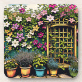 Plant- en tuinliefhebbers Clematis Trellis Bier Onderzetter (Voorkant)